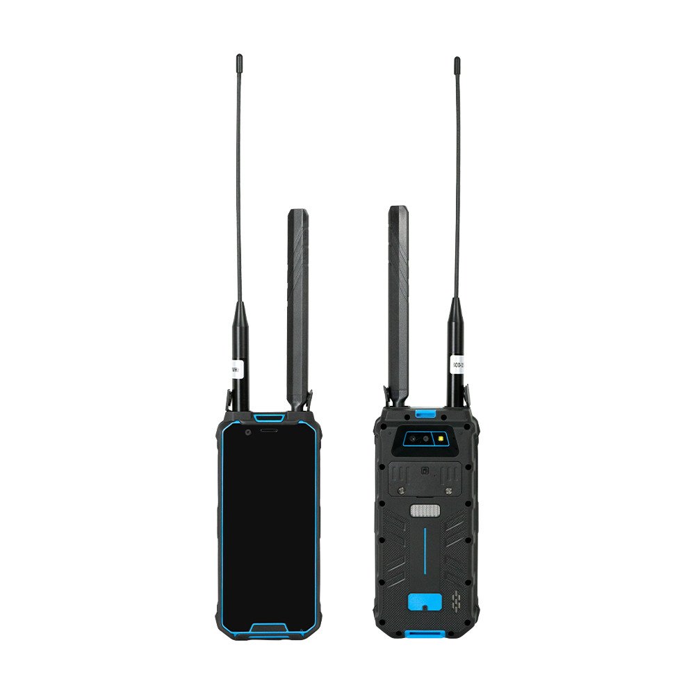 Aparelho de frente e de costas, com as duas antenas instaladas